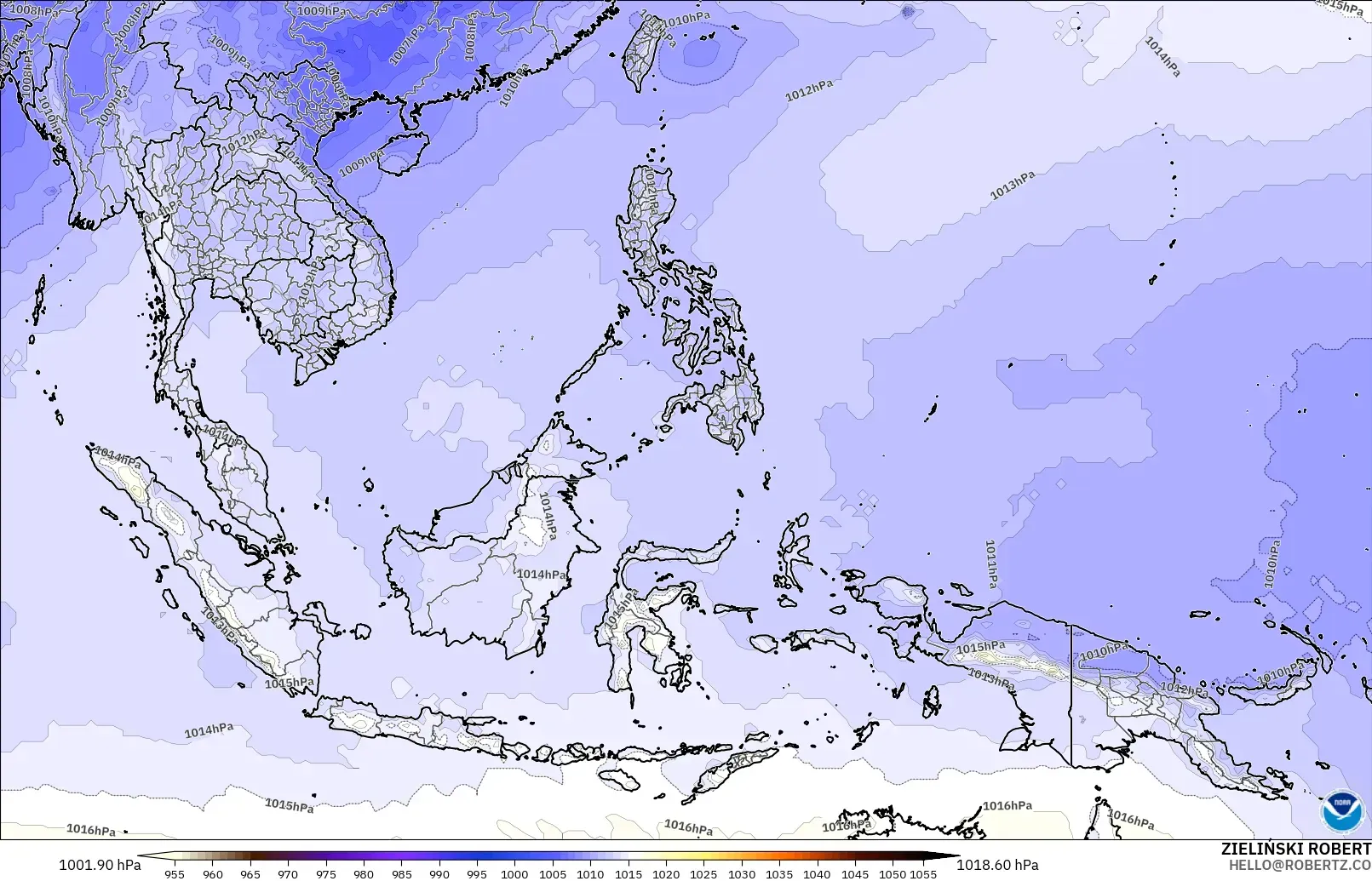 GFS modelo - Sudeste Asiático, Presión