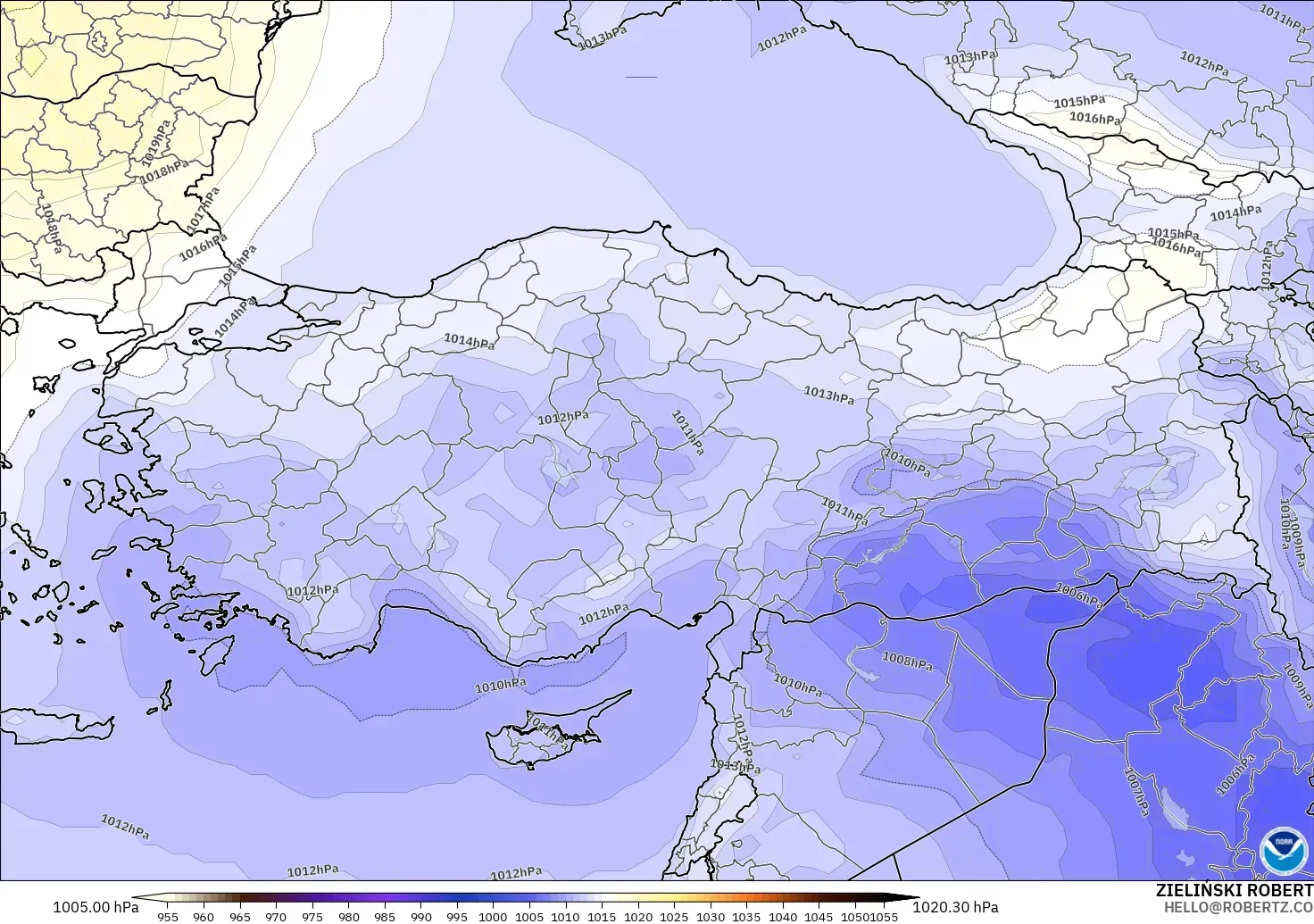 GFS modelo - Turquía, Presión