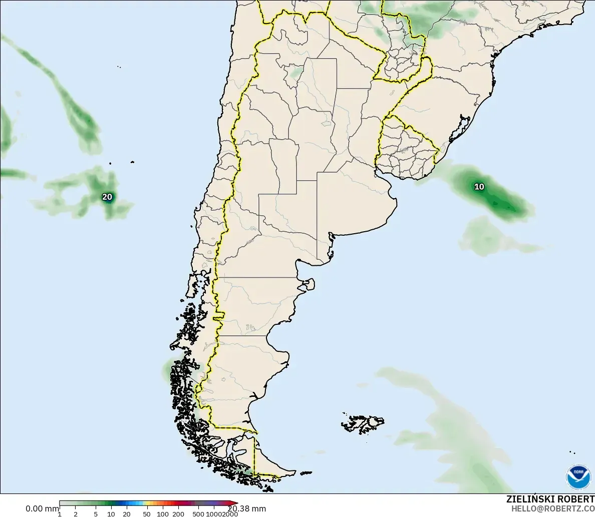 GFS modelo - Argentina, Acumulación de precipitación