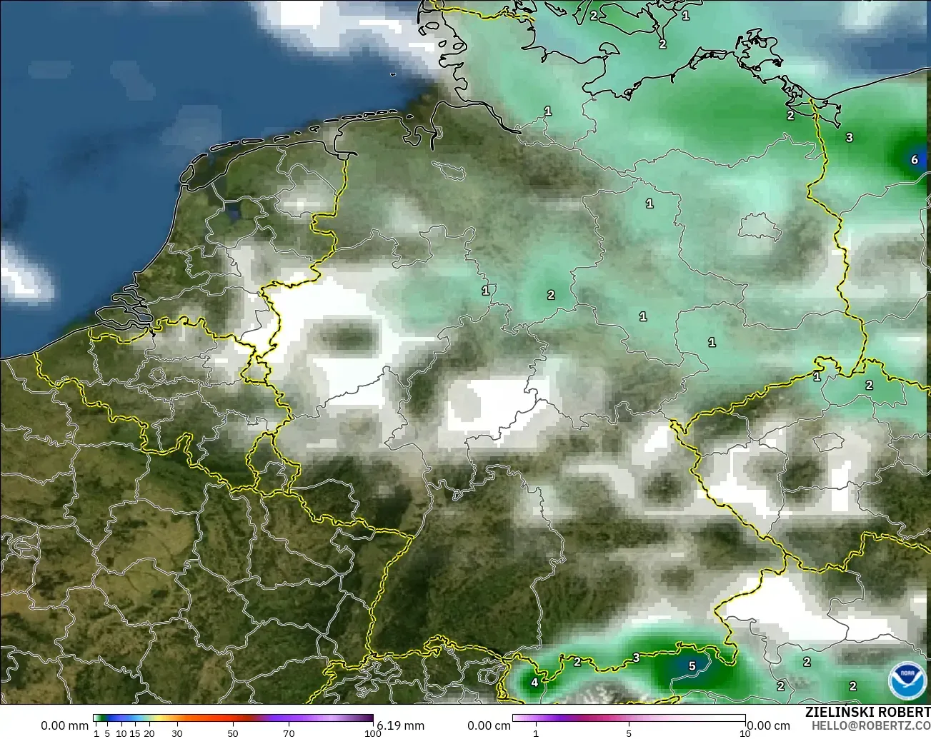 GFS modelo - Alemania, Precipitación, nubes y presión