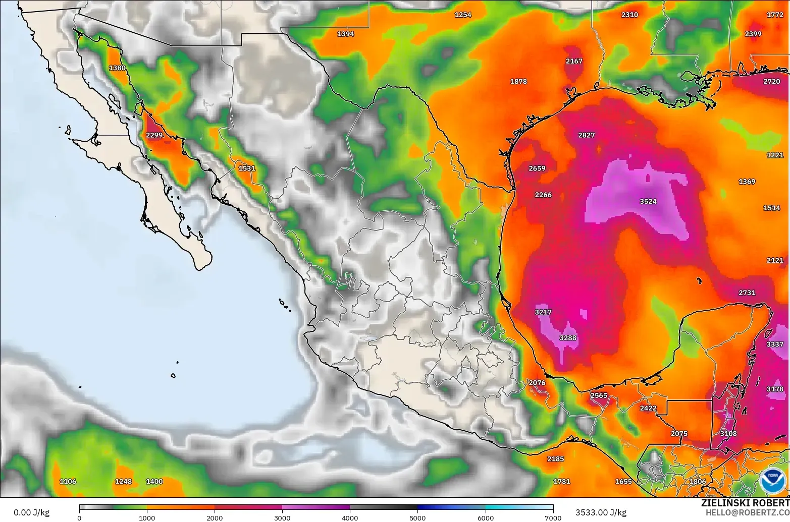 GFS modelo - México, CAPE