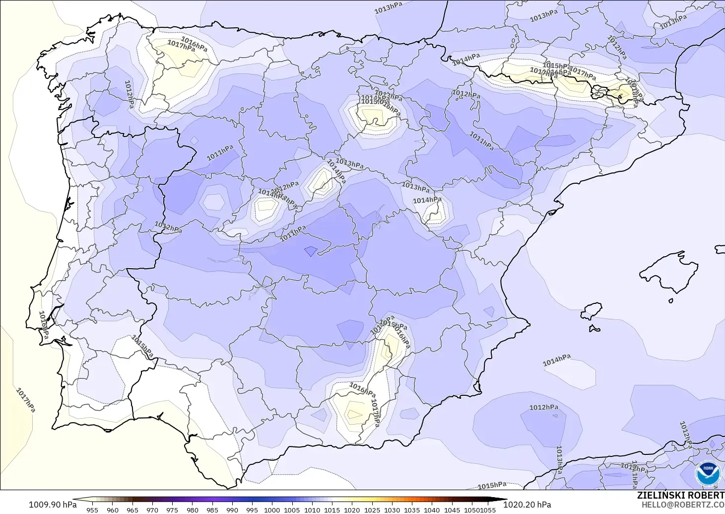 GFS modelo - España, Presión