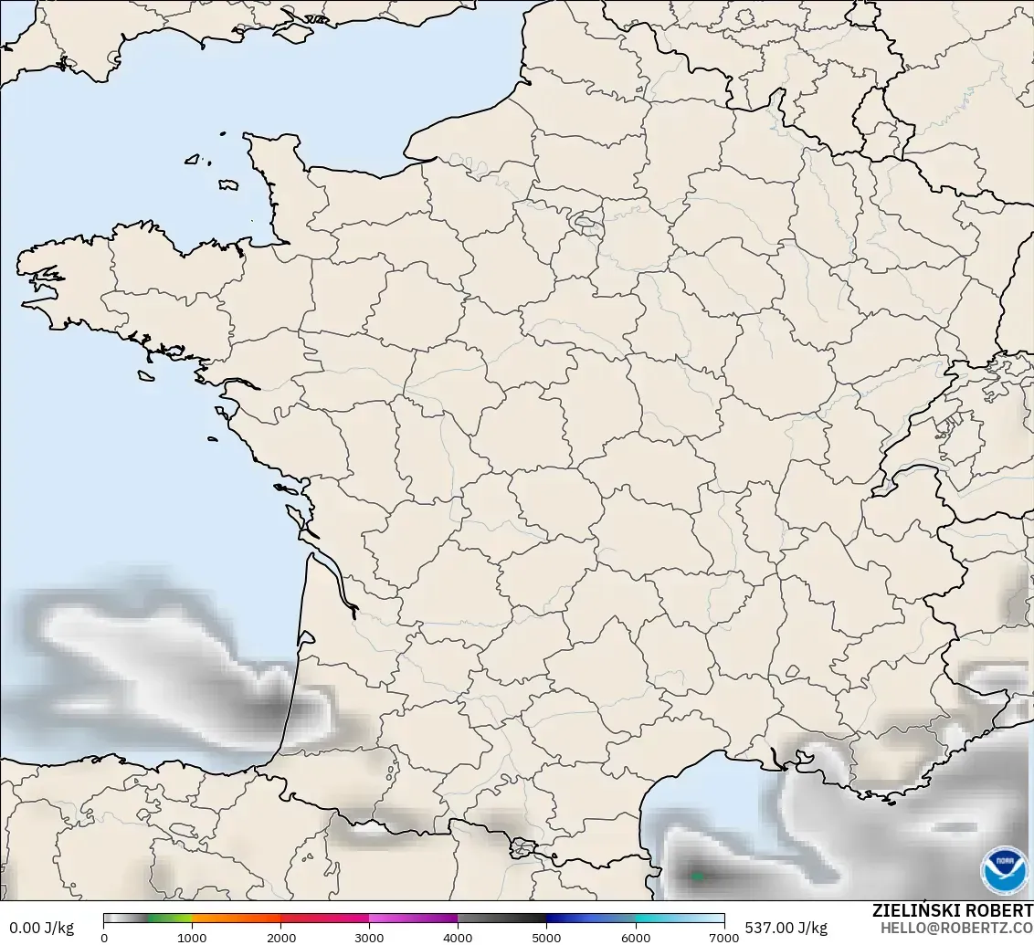 GFS modelo - Francia, CAPE