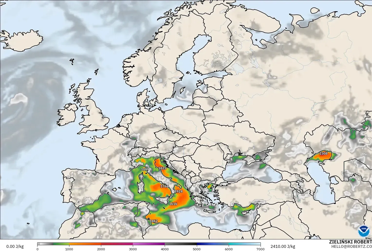 GFS modelo - Europa, CAPE