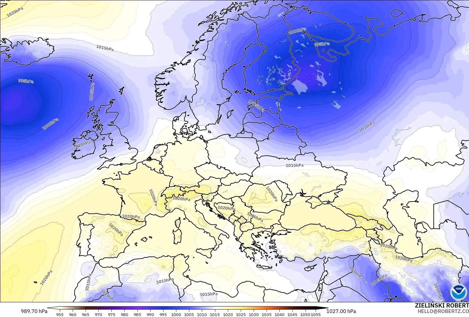 GFS modelo - Europa, Presión