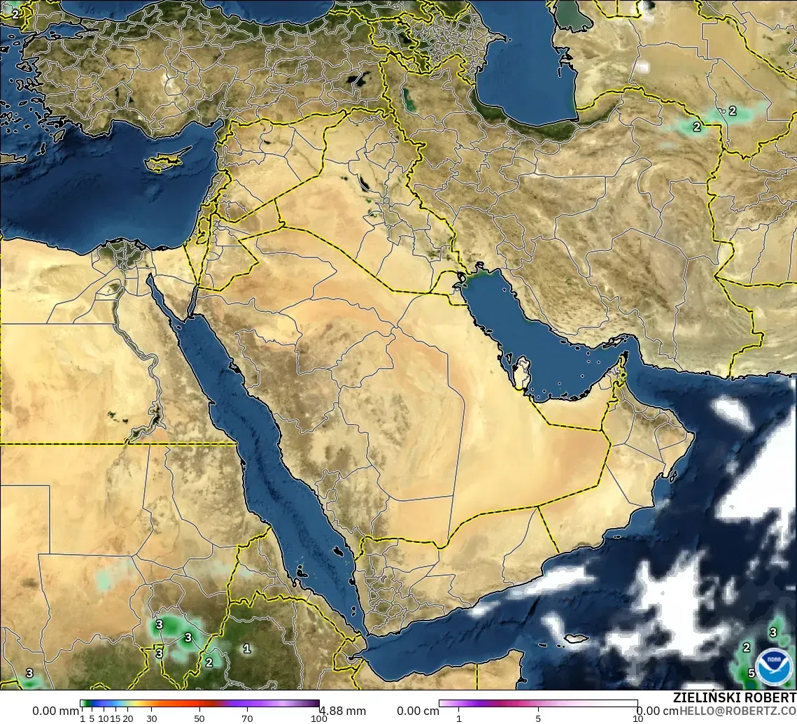 GFS modelo - Oriente Medio, Precipitación, nubes y presión
