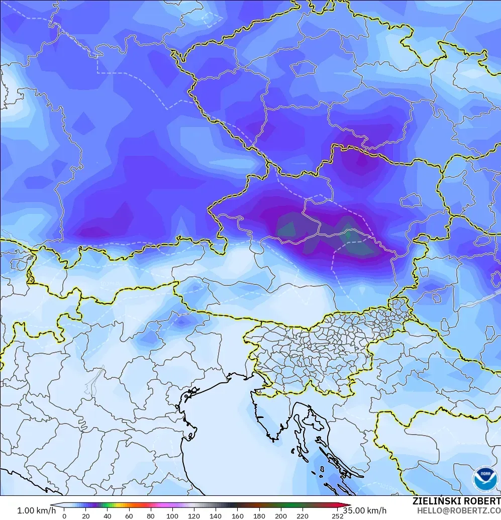 GFS modelo - Austria, Ráfagas de viento