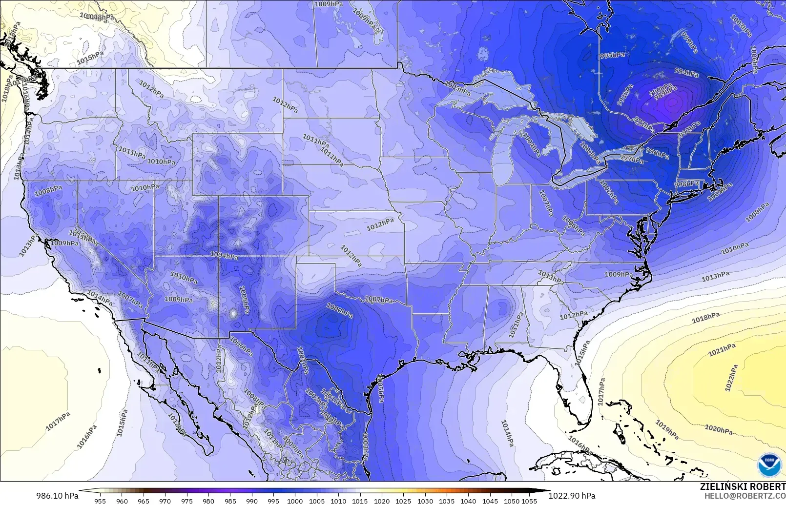 GFS modelo - Estados Unidos, Presión