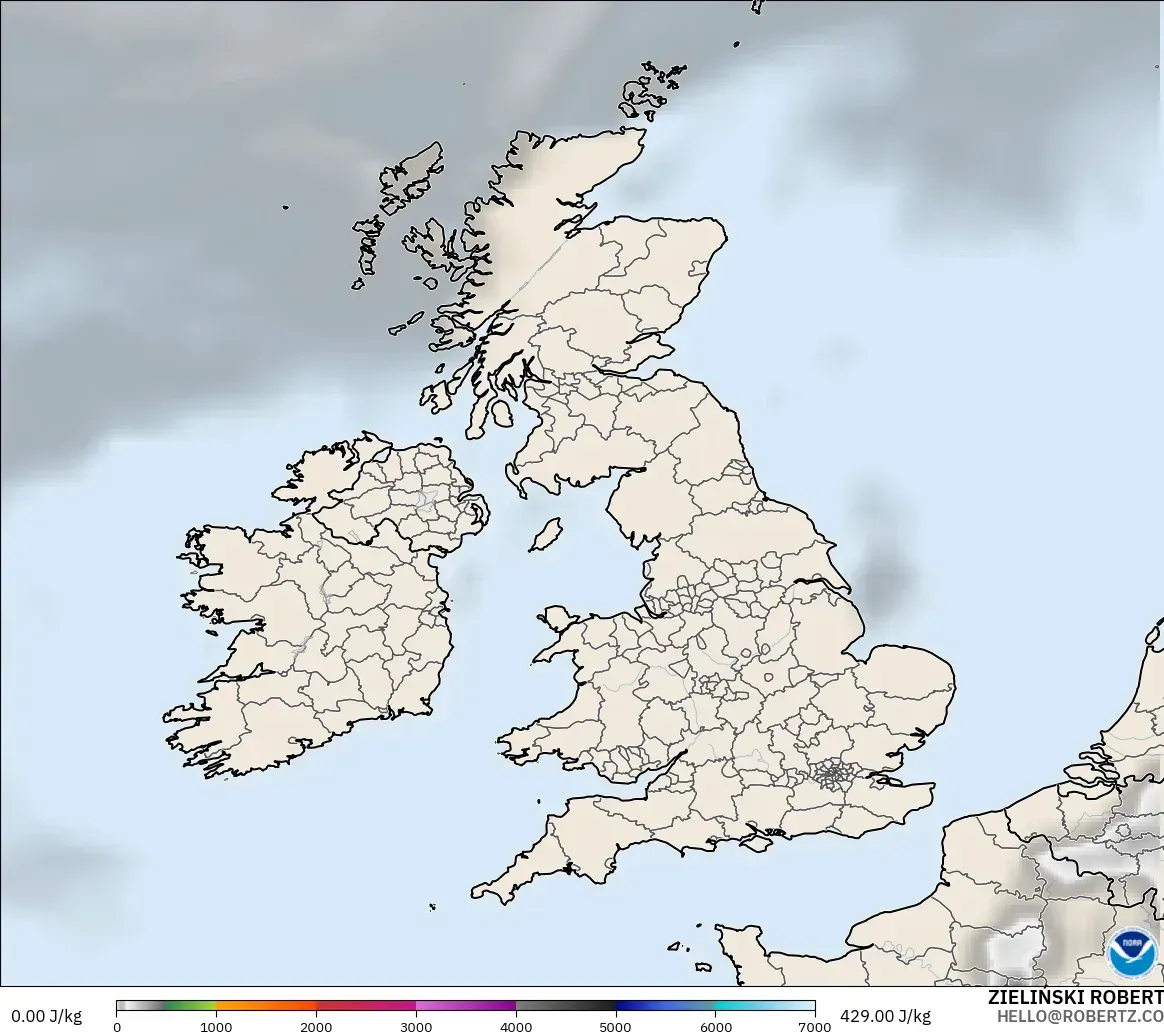 GFS modelo - Reino Unido, CAPE