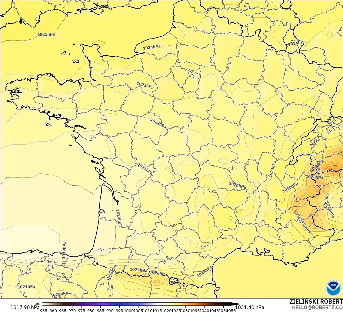GFS modelo - Francia, Presión