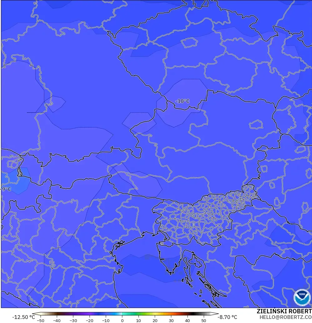 GFS modelo - Austria, Temperatura a 500 hPa