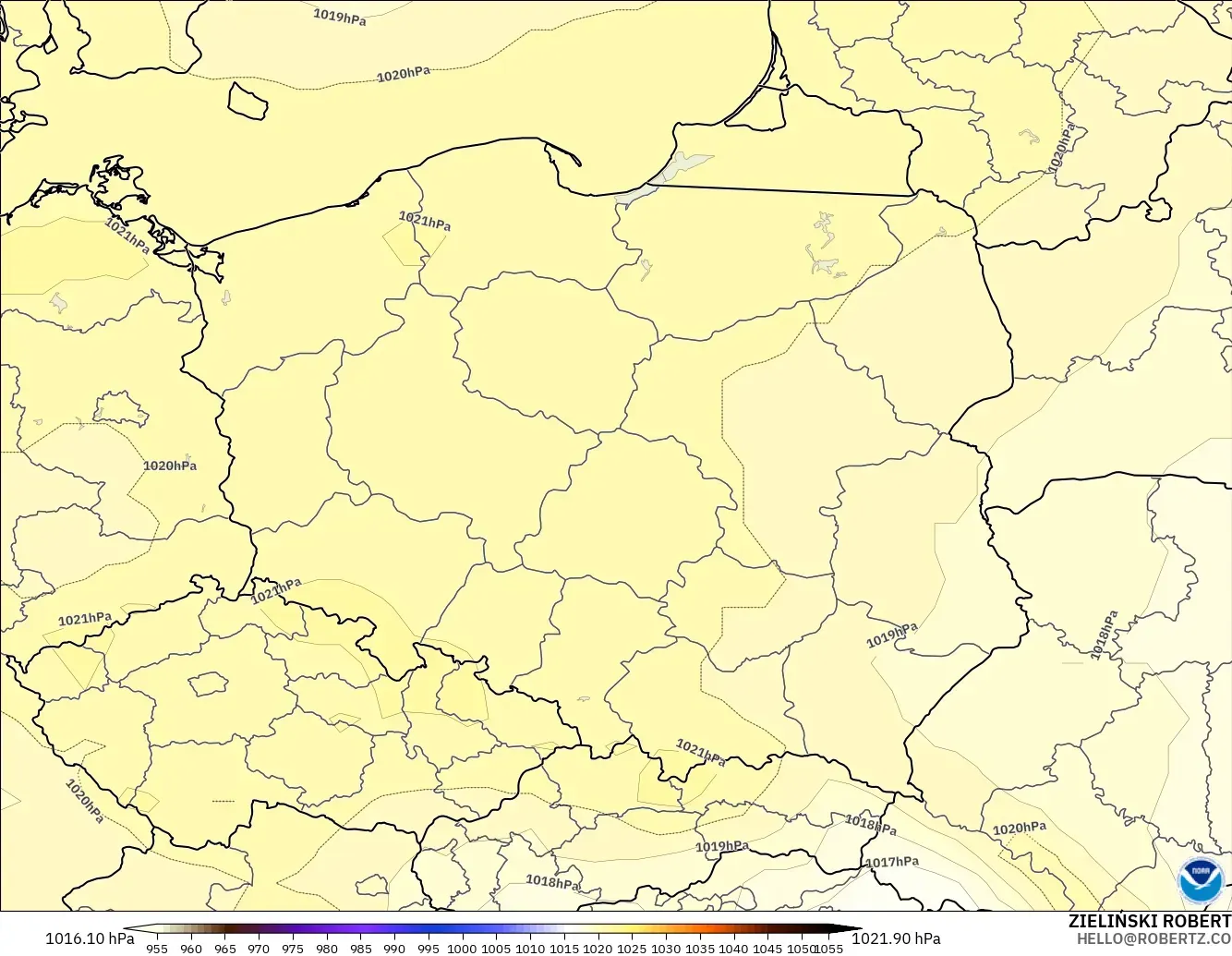 GFS modelo - Polonia, Presión