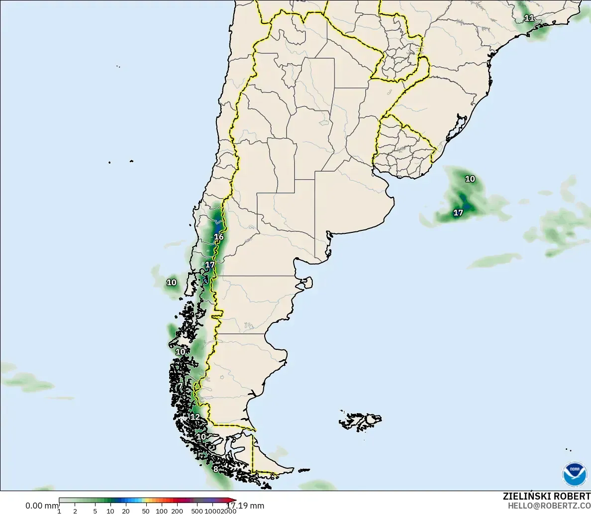 GFS modelo - Argentina, Acumulación de precipitación