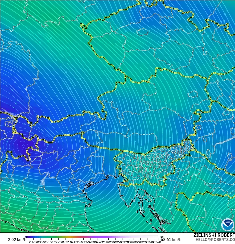 GFS modelo - Austria, Viento a 300 hPa (corriente en chorro)