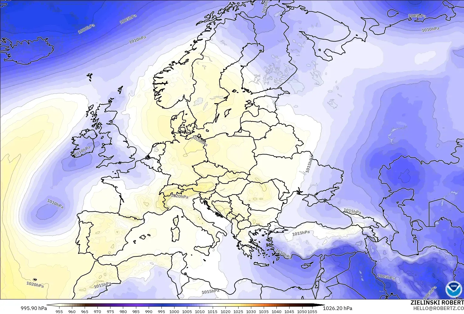 GFS modelo - Europa, Presión