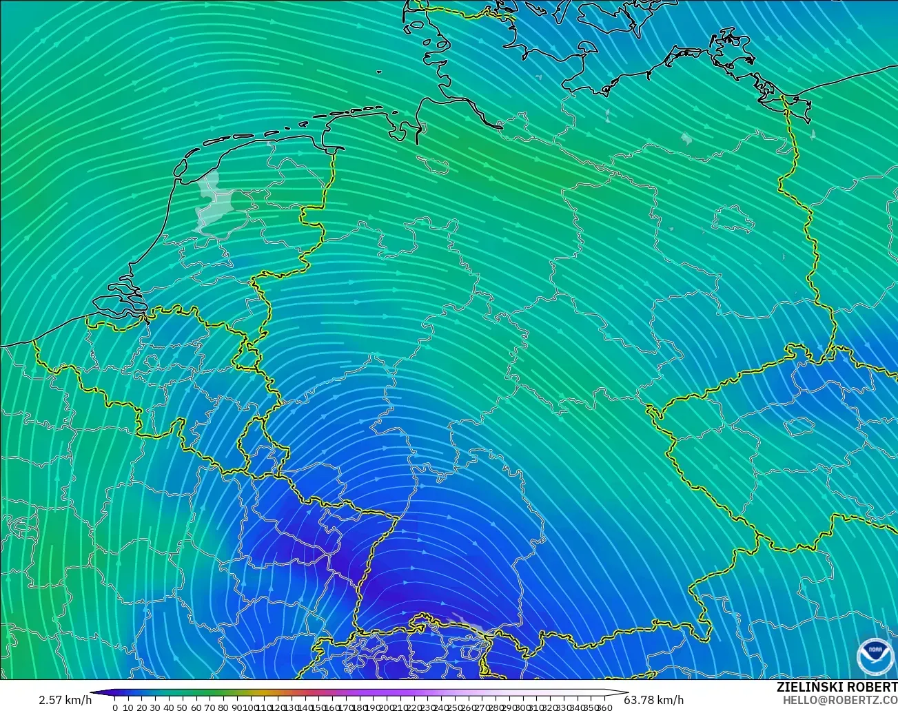 GFS modelo - Alemania, Viento a 300 hPa (corriente en chorro)