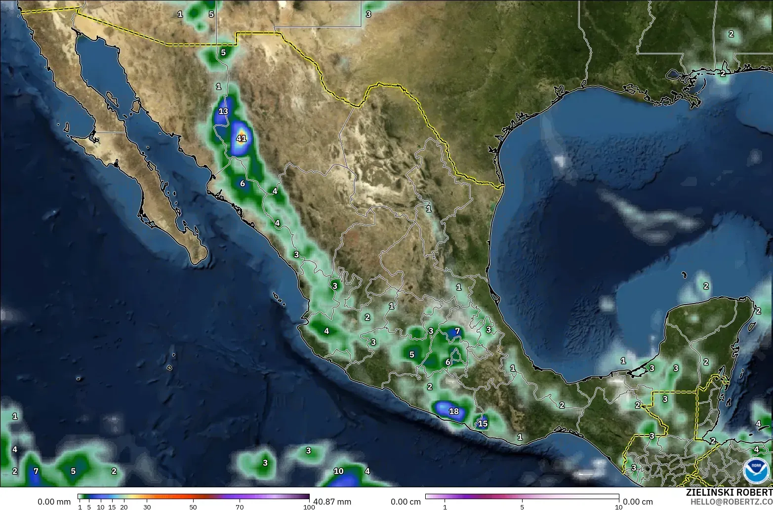 GFS modelo - México, Precipitación, nubes y presión