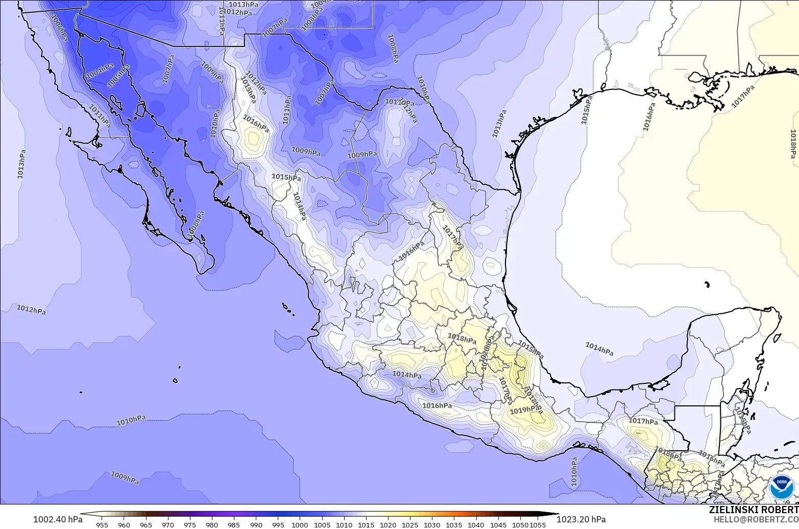 GFS modelo - México, Presión