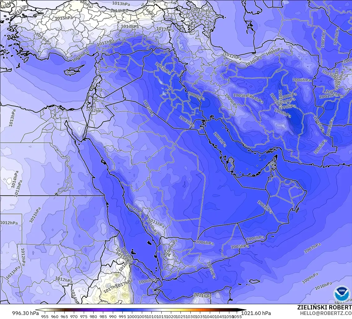 GFS modelo - Oriente Medio, Presión