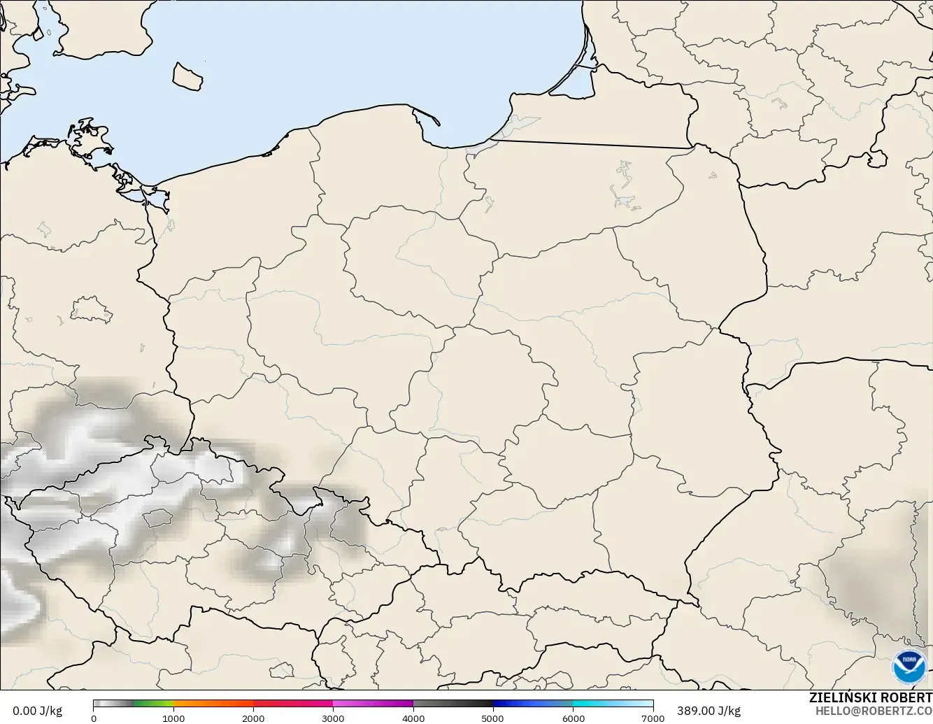 GFS modelo - Polonia, CAPE