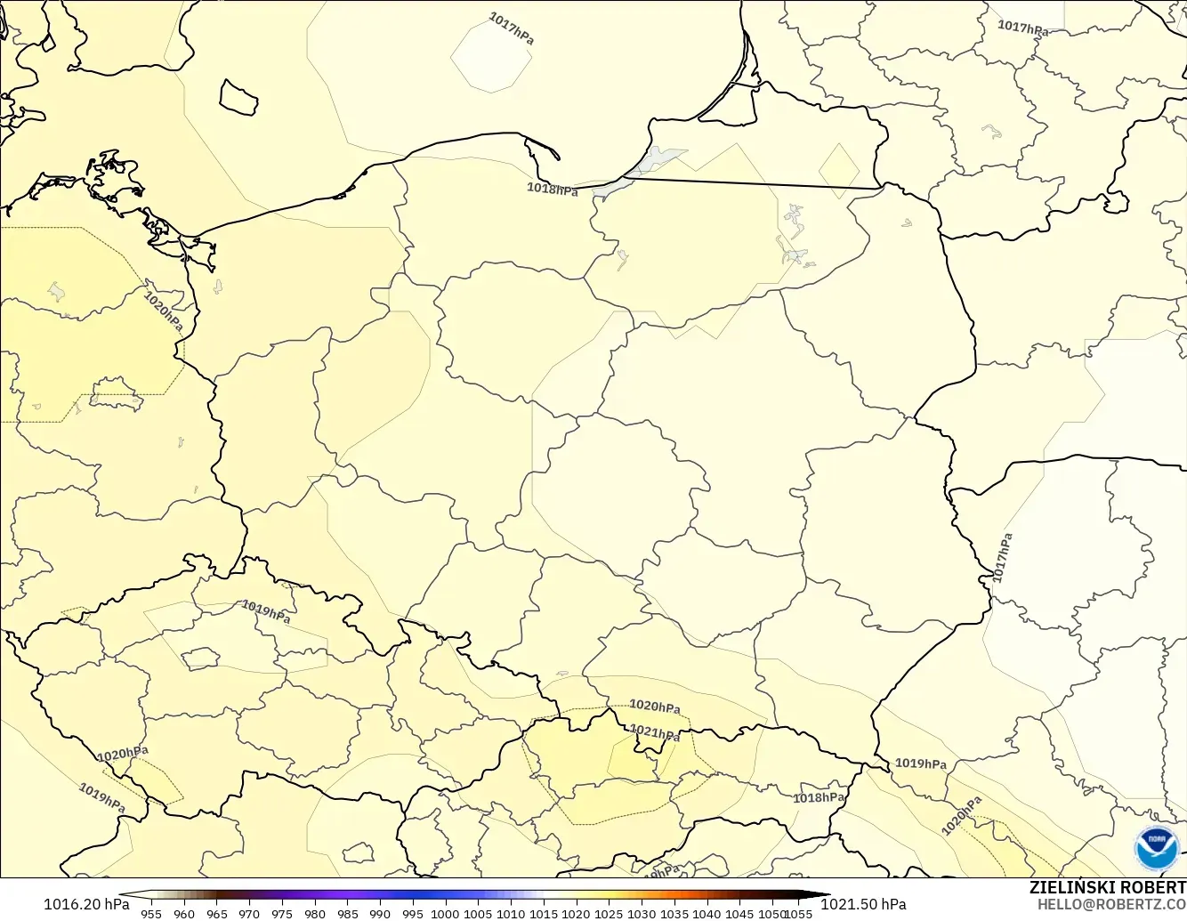 GFS modelo - Polonia, Presión