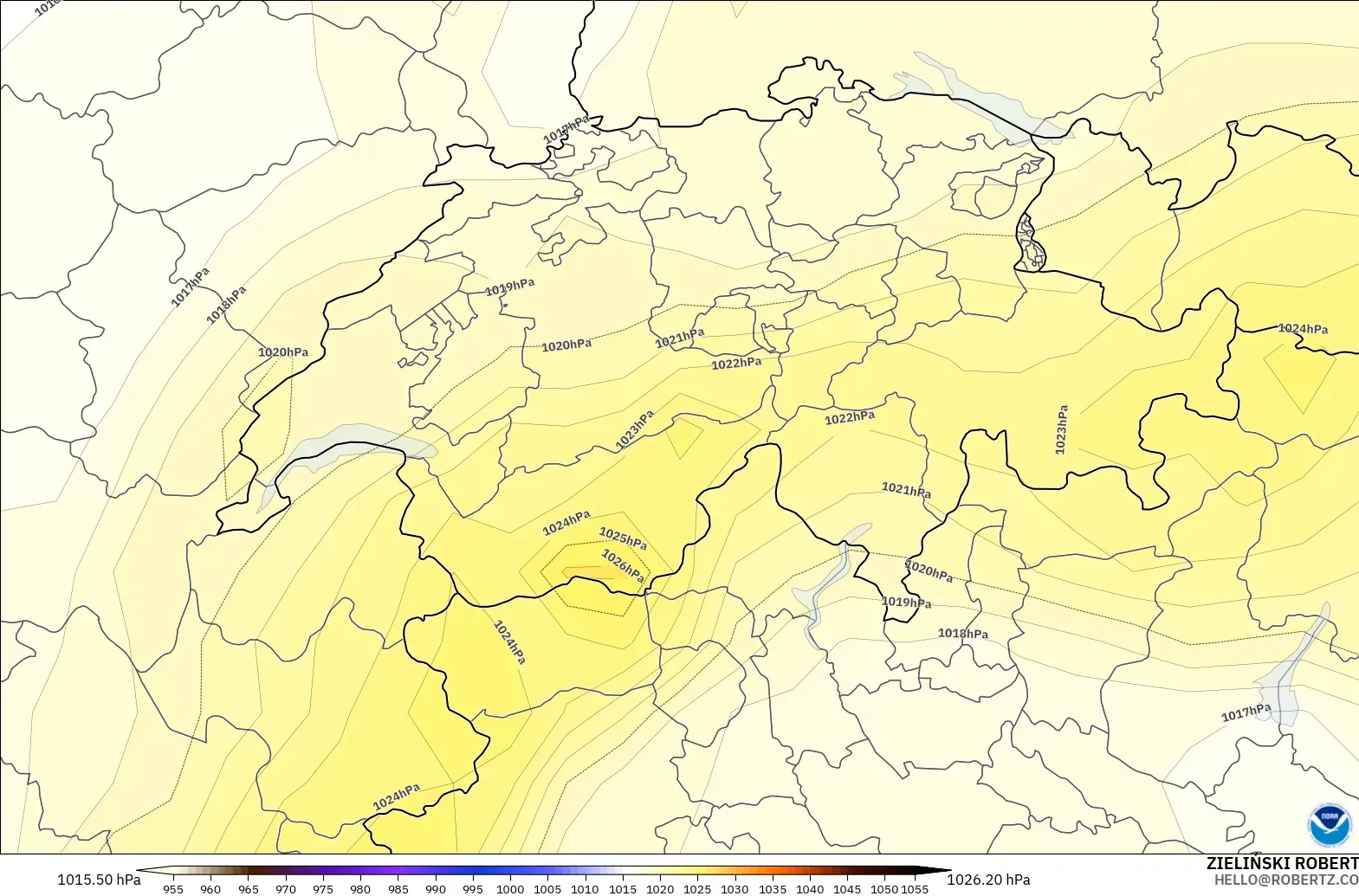 GFS modelo - Suiza, Presión