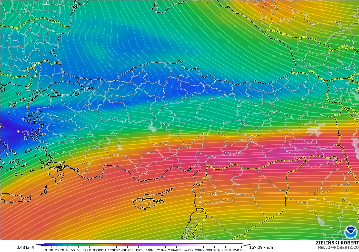 GFS modelo - Turquía, Viento a 300 hPa (corriente en chorro)