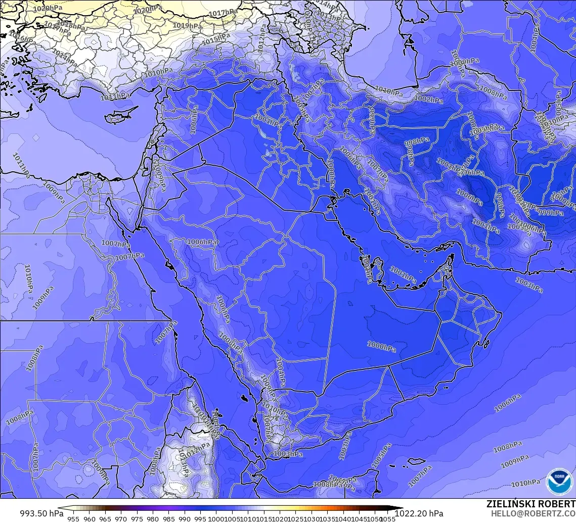 GFS modelo - Oriente Medio, Presión
