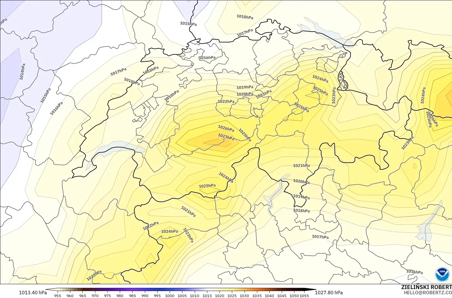 GFS modelo - Suiza, Presión