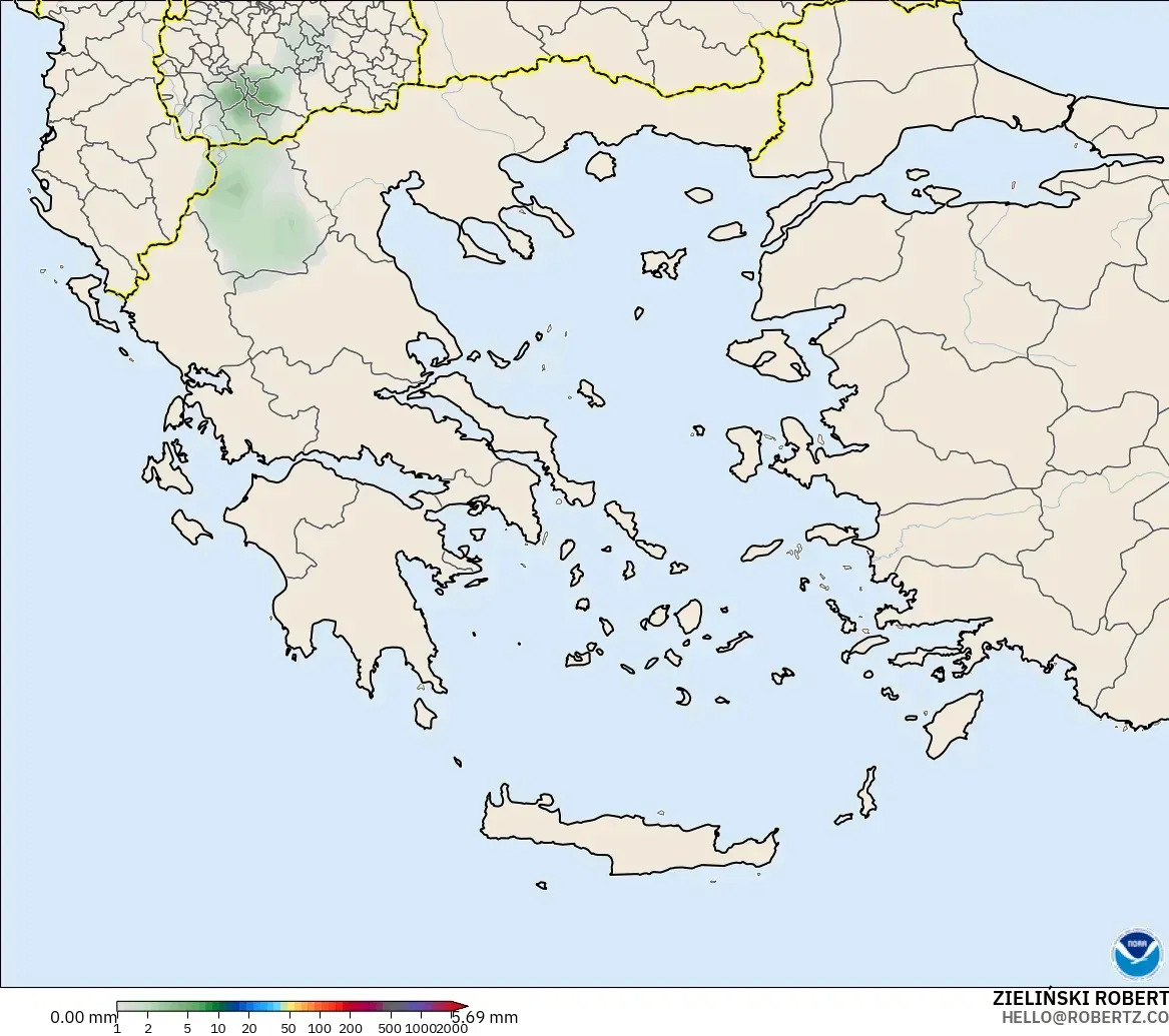 GFS modelo - Grecia, Acumulación de precipitación