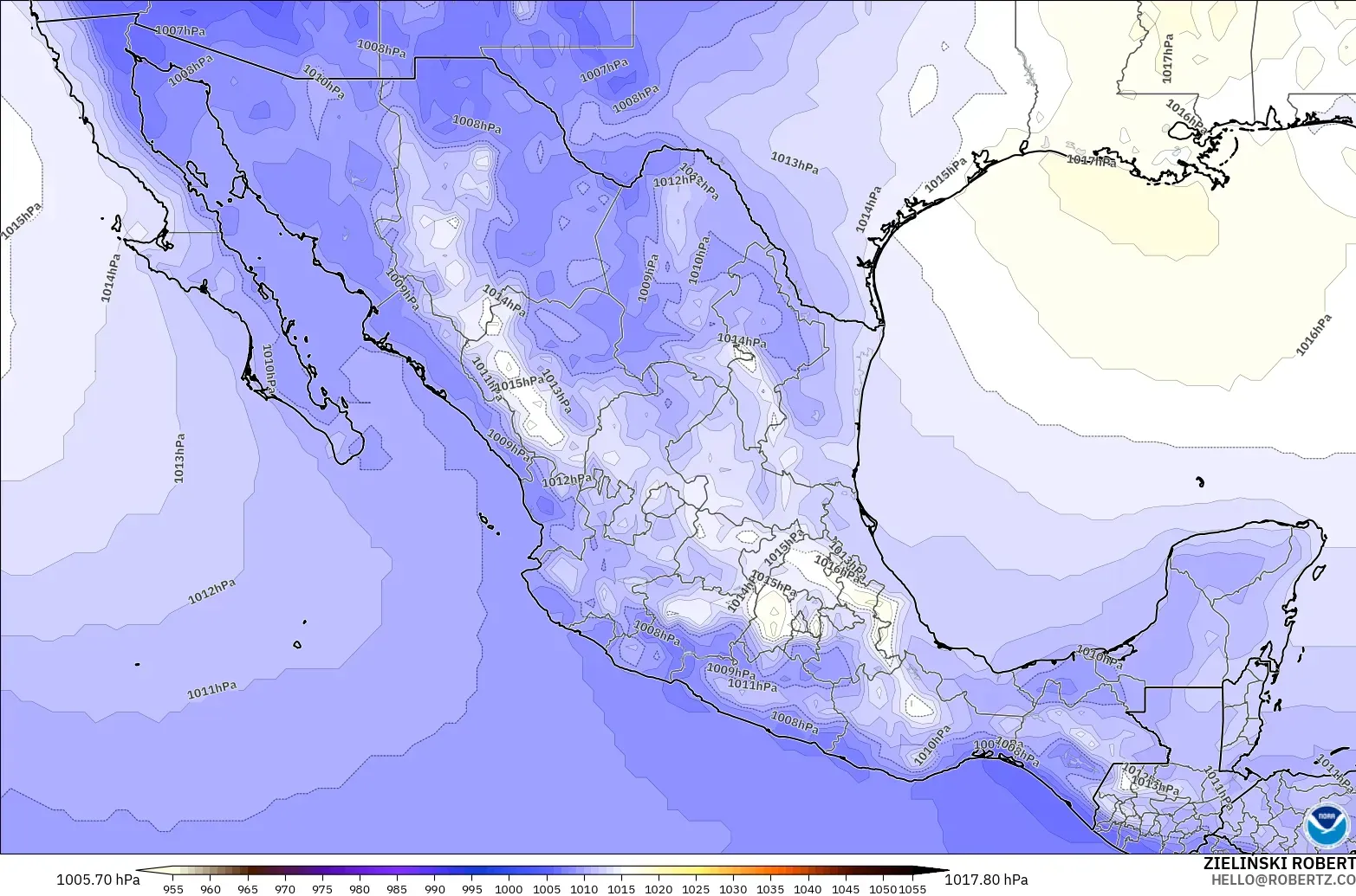 GFS modelo - México, Presión