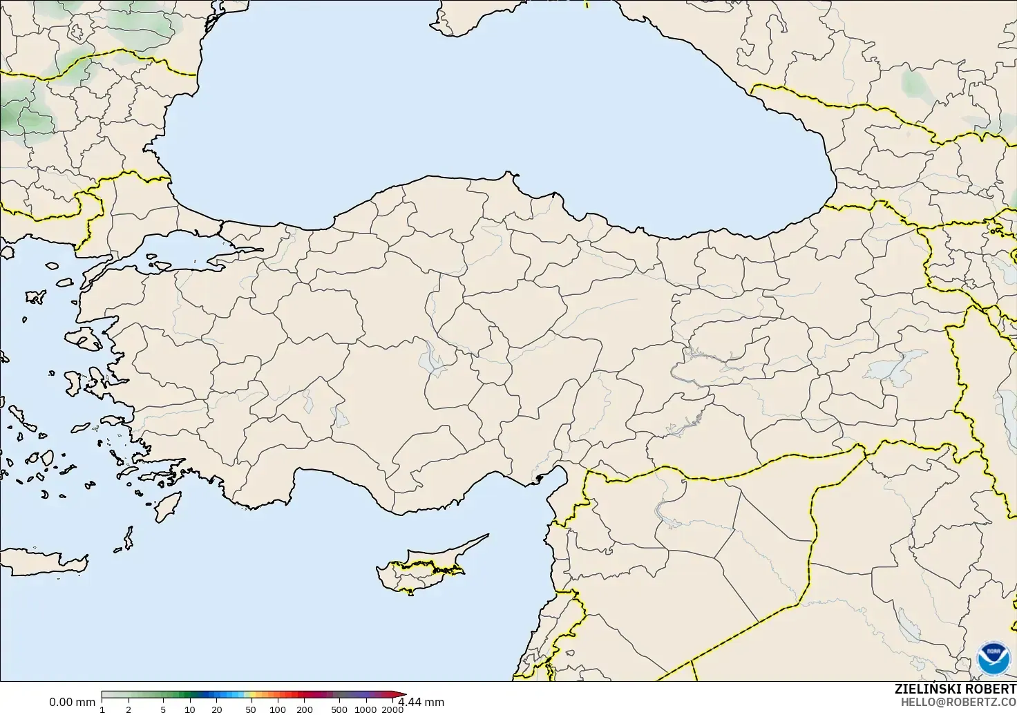 GFS modelo - Turquía, Acumulación de precipitación