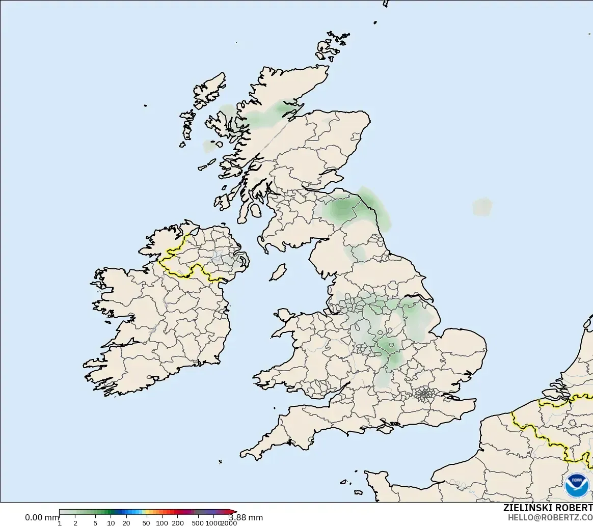 GFS modelo - Reino Unido, Acumulación de precipitación