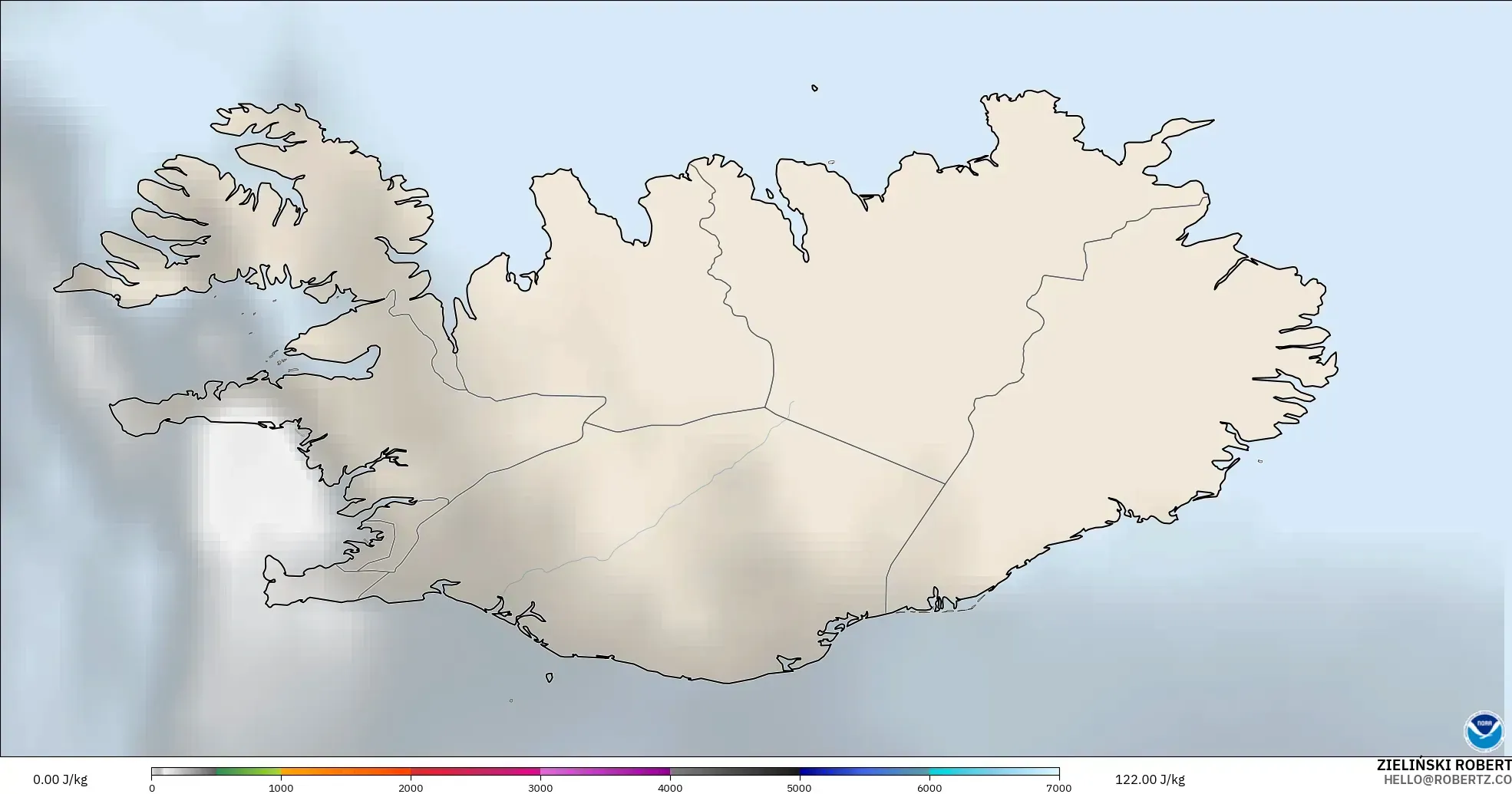 GFS modelo - Islandia, CAPE