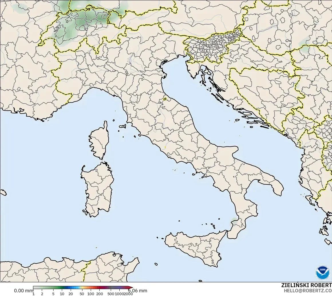 GFS modelo - Italia, Acumulación de precipitación