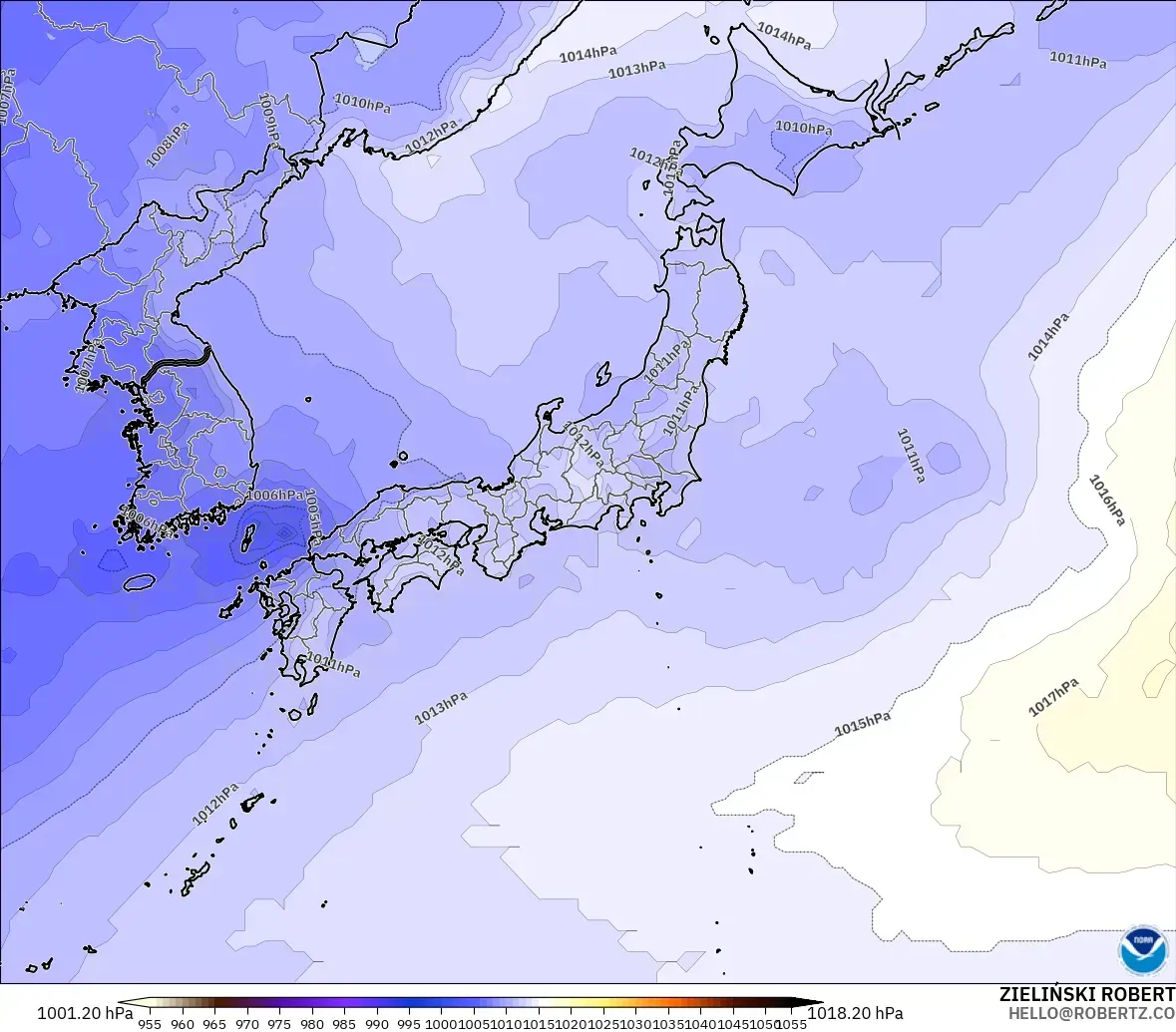 GFS modelo - Japón, Presión