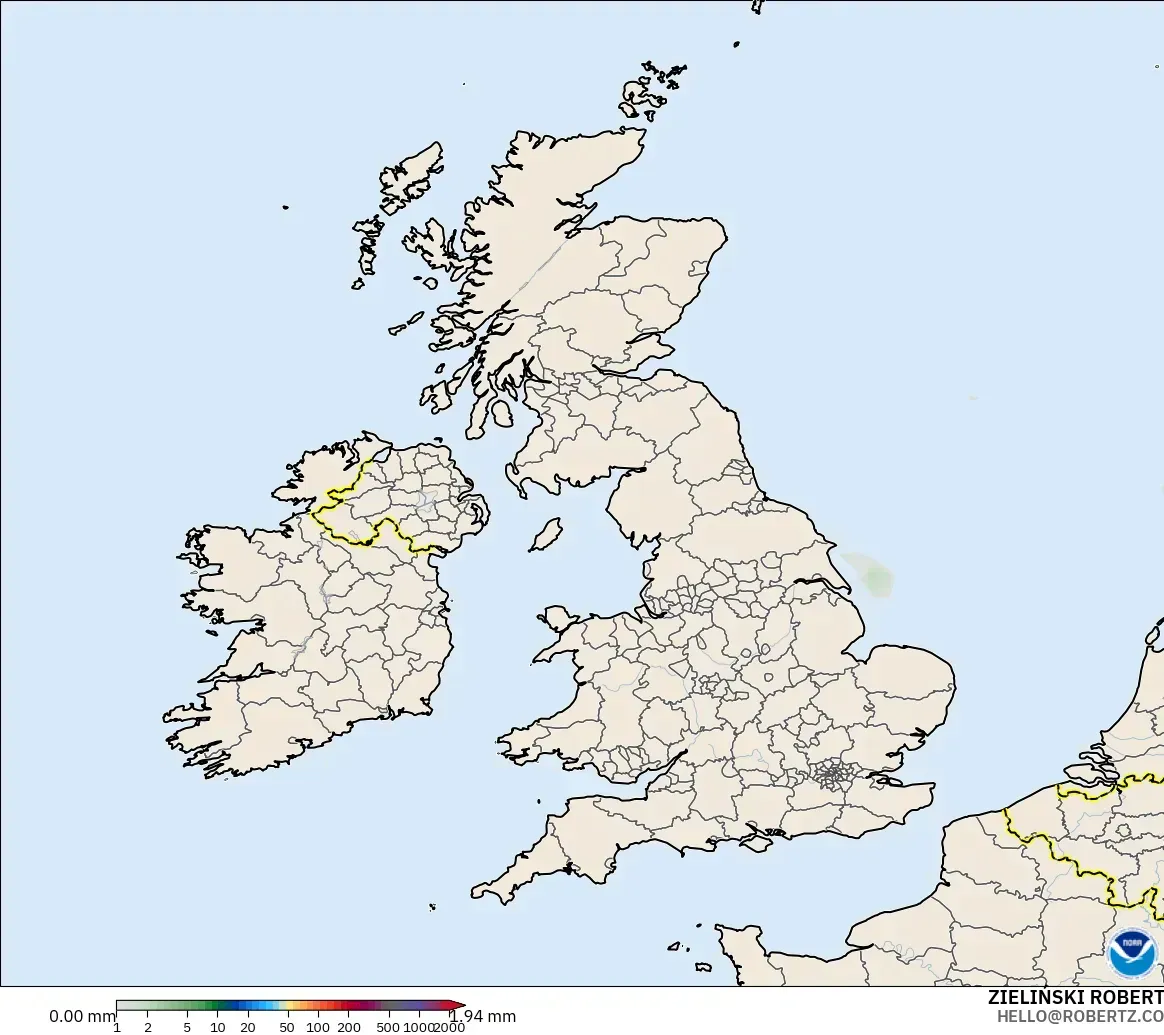 GFS modelo - Reino Unido, Acumulación de precipitación