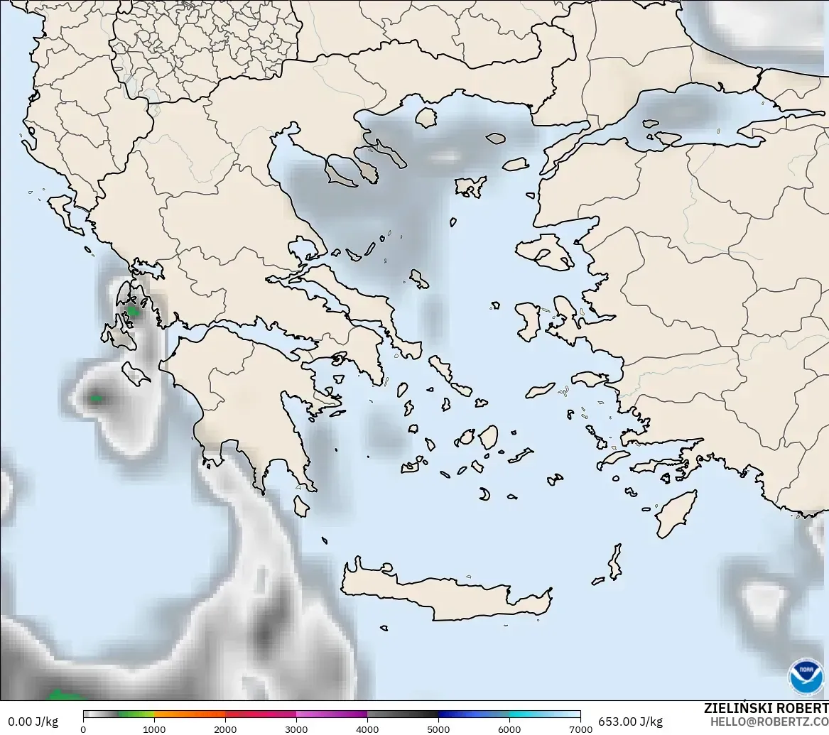 GFS modelo - Grecia, CAPE