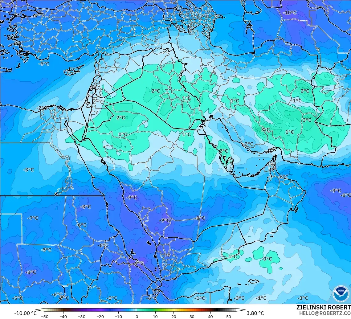 GFS modelo - Oriente Medio, Temperatura a 500 hPa