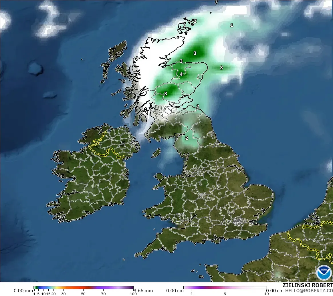 GFS modelo - Reino Unido, Precipitación, nubes y presión