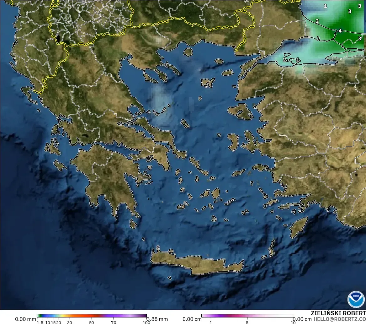 GFS modelo - Grecia, Precipitación, nubes y presión