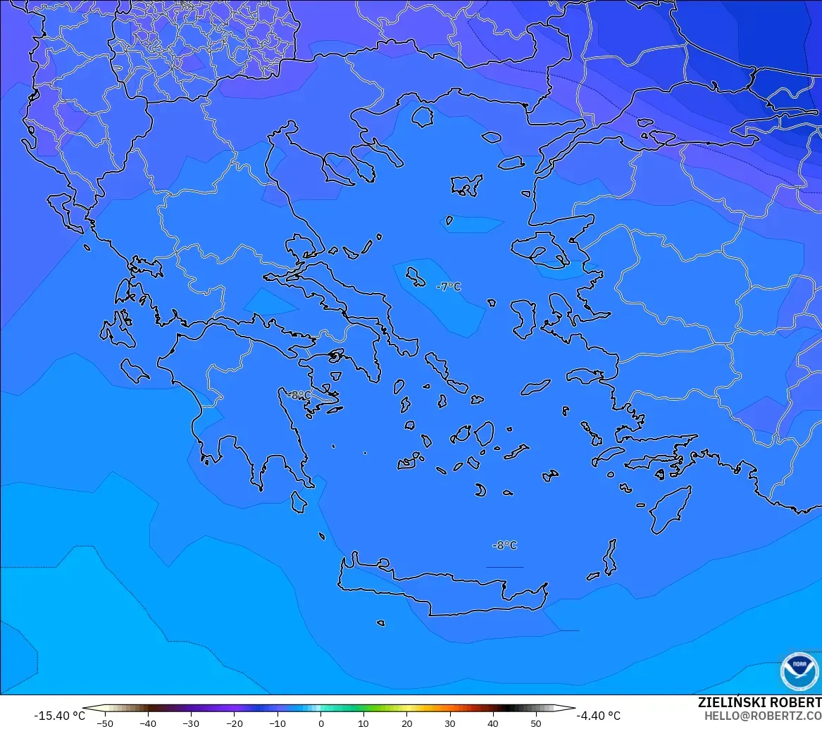 GFS modelo - Grecia, Temperatura a 500 hPa