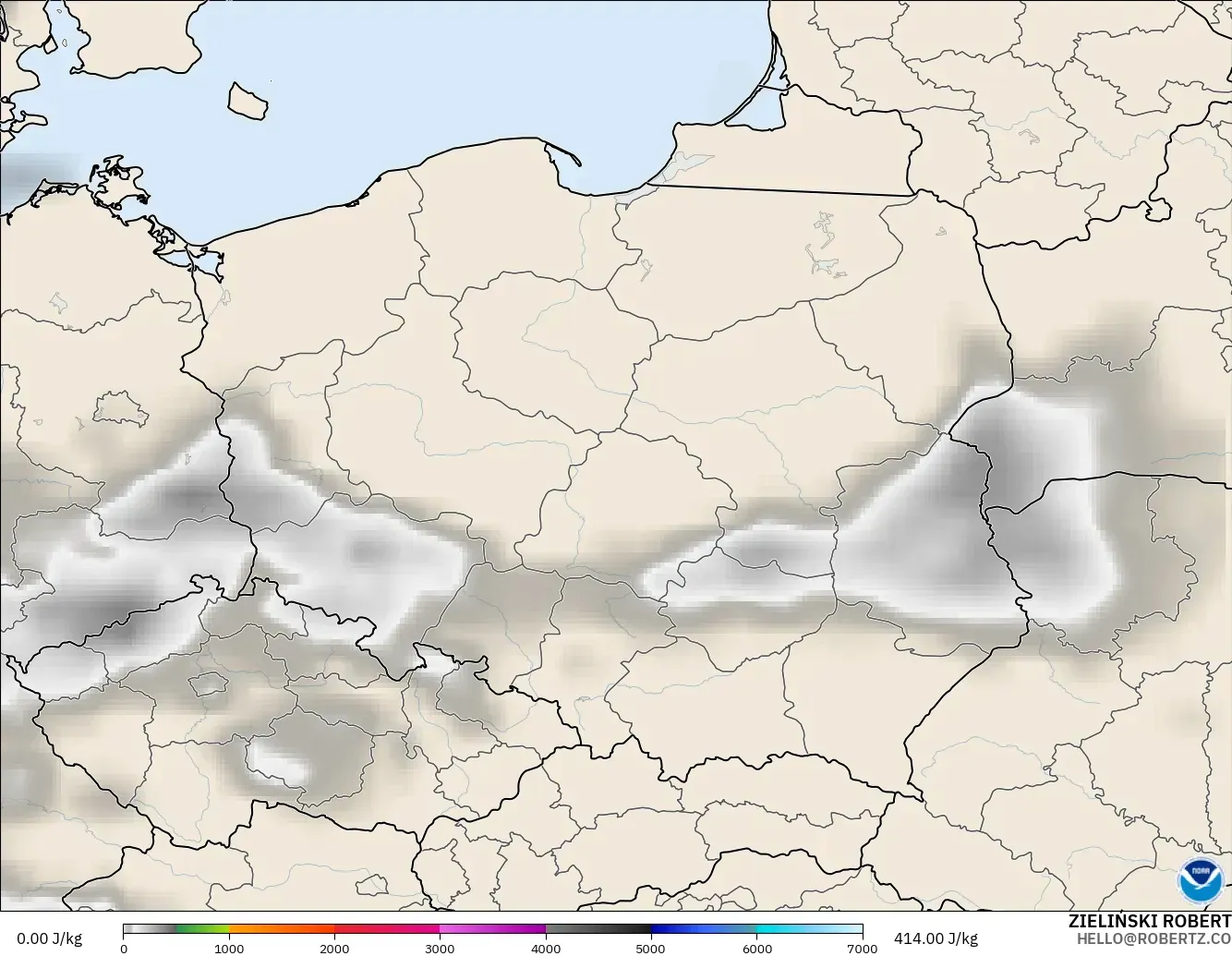 GFS modelo - Polonia, CAPE