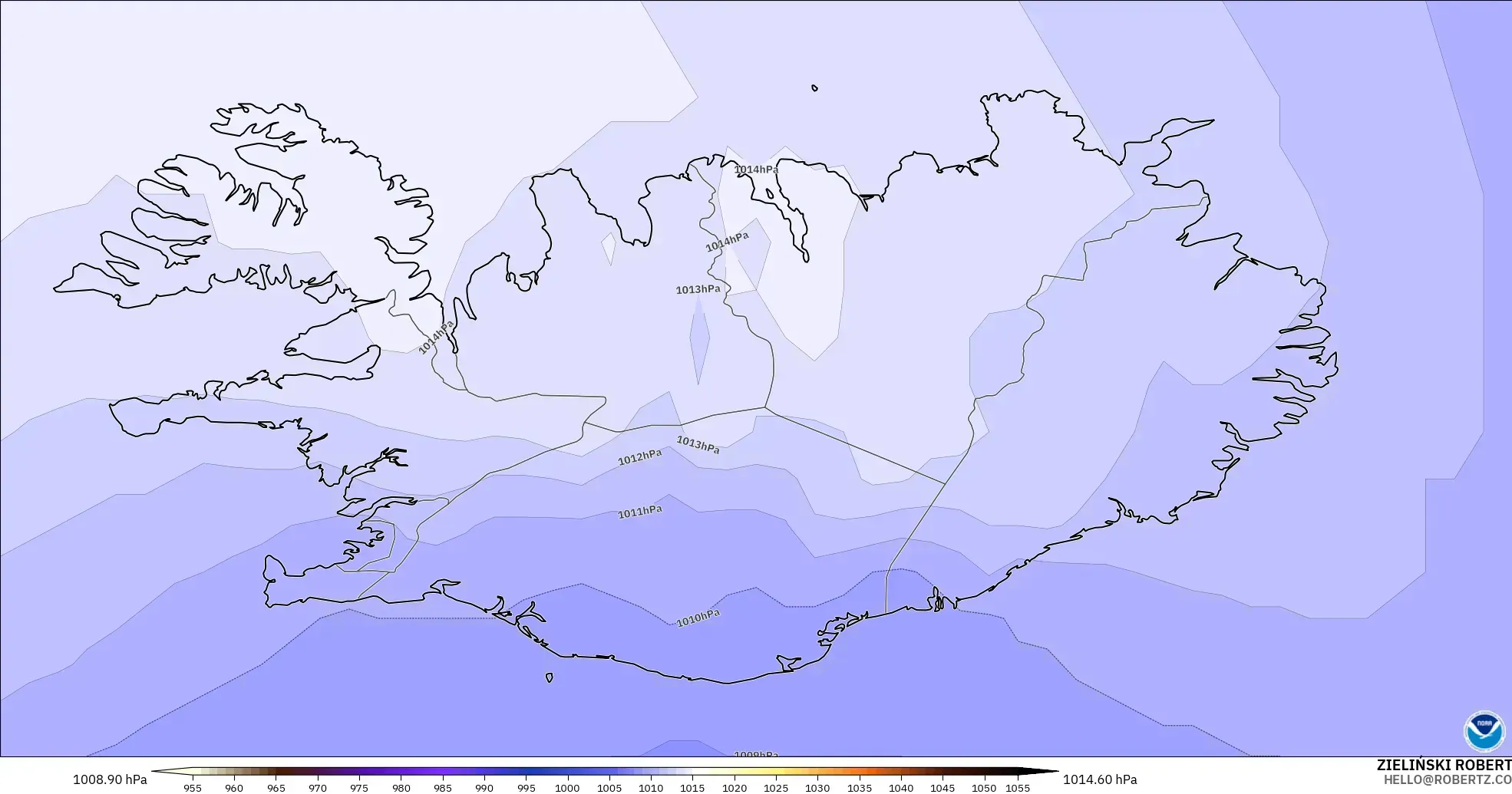 GFS modelo - Islandia, Presión
