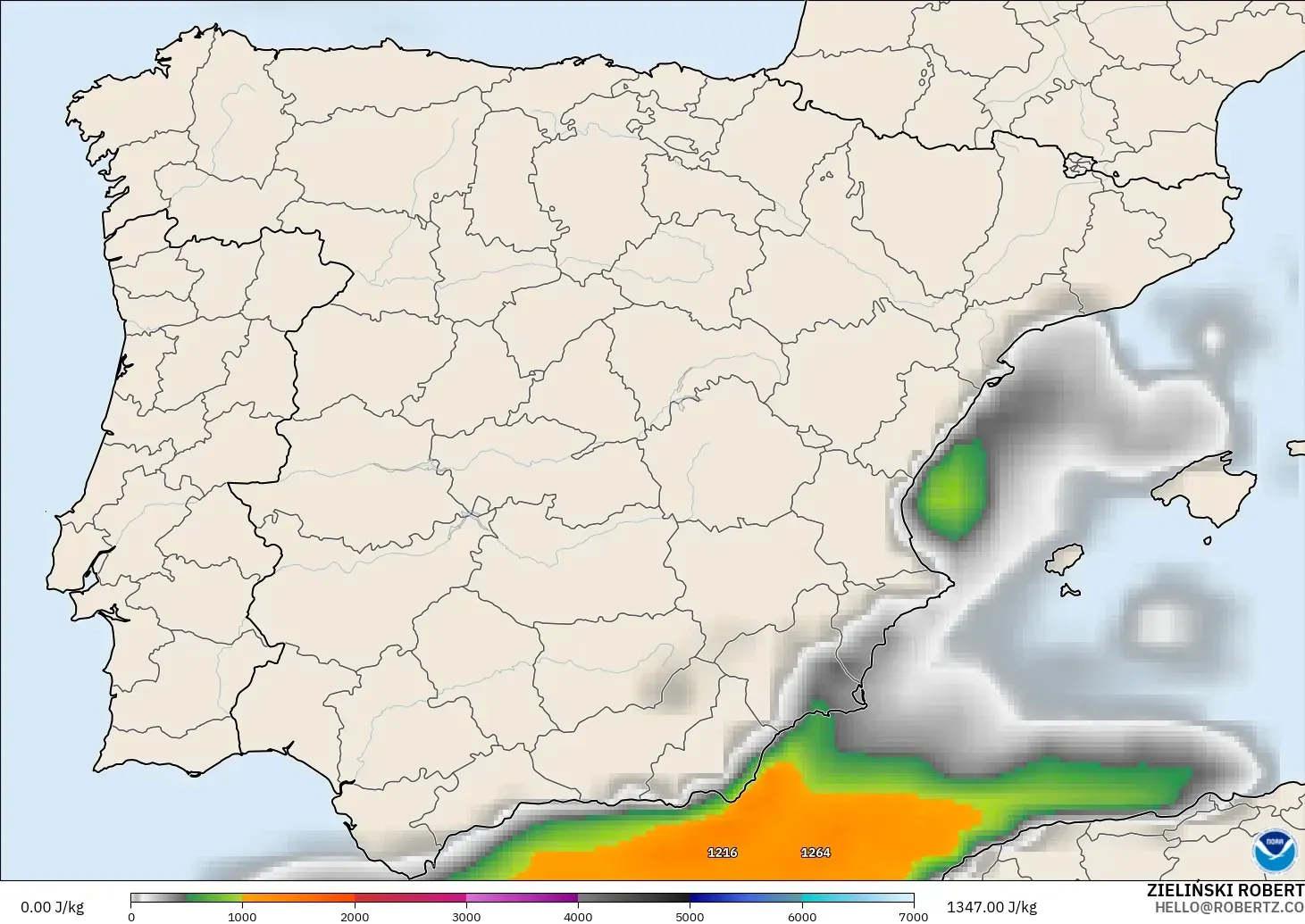 GFS modelo - España, CAPE