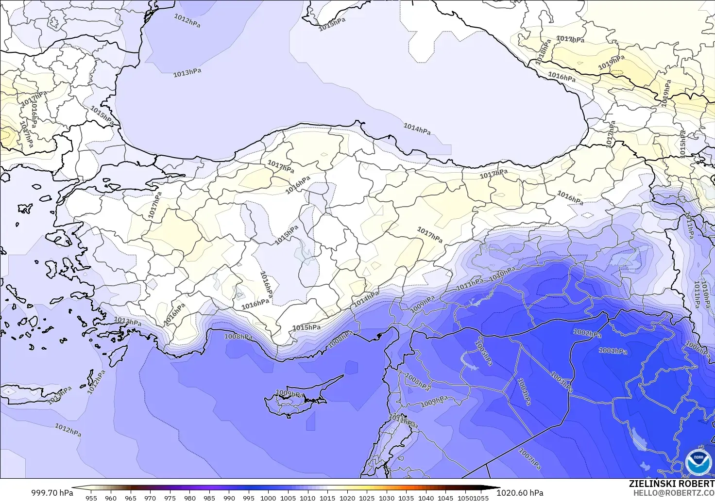 GFS modelo - Turquía, Presión