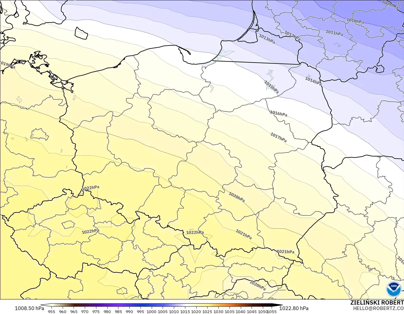GFS modelo - Polonia, Presión