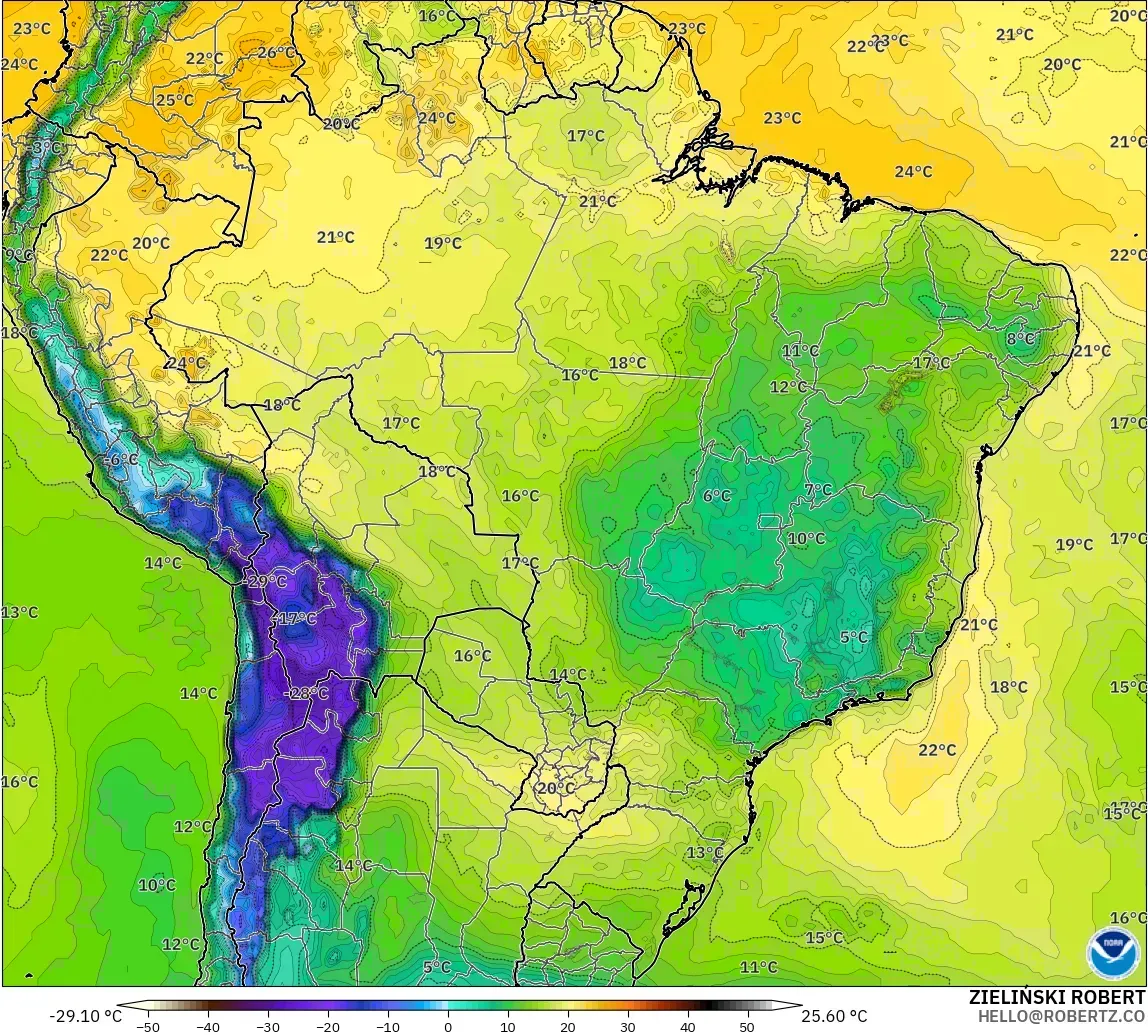 GFS modelo - Brasil, Punto de rocío a 2 m