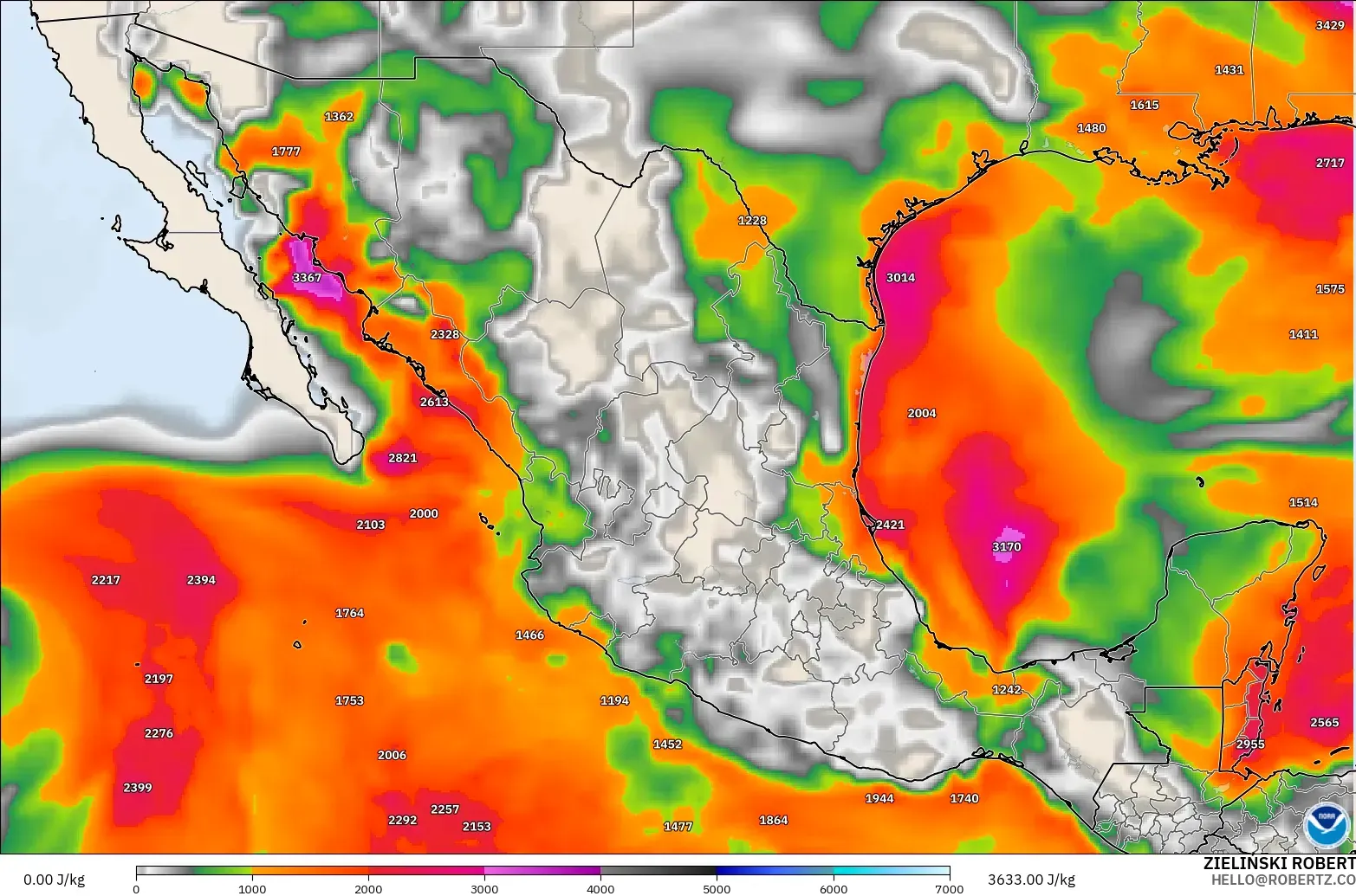 GFS modelo - México, CAPE