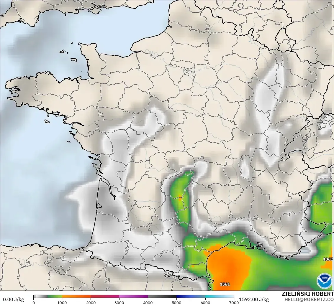 GFS modelo - Francia, CAPE